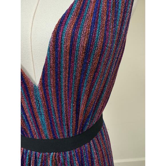 BCBGMAXAZRIA Metallic Multicolor Knit Sleeveless V-Neck Maxi Dress Size XXS - Picture 7 of 8